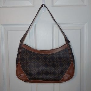 Liz & Co Vintage Y2K Black Brown  Geometric Faux Leather Hobo Shoulder Bag
